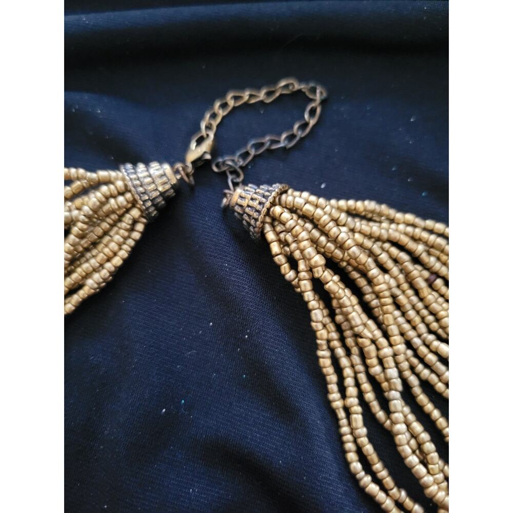 Vintage 17 Strand Beaded Necklace In Purple and copper Tones 32" - Picture 3 of 5
